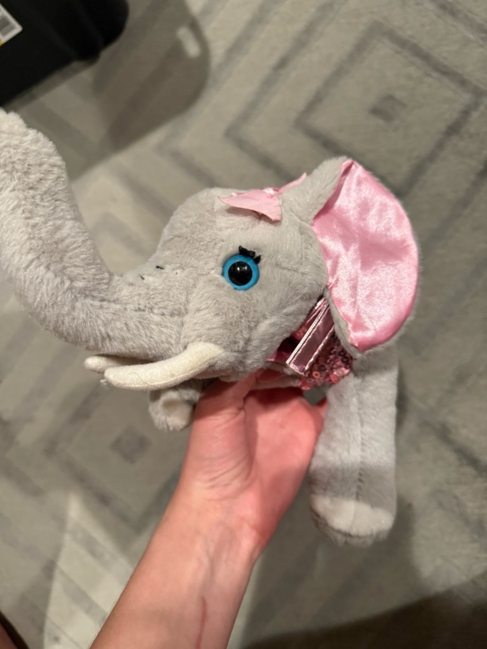 Plush Elephant Kids Crossbody Bag in Pink - Picture 2 of 2